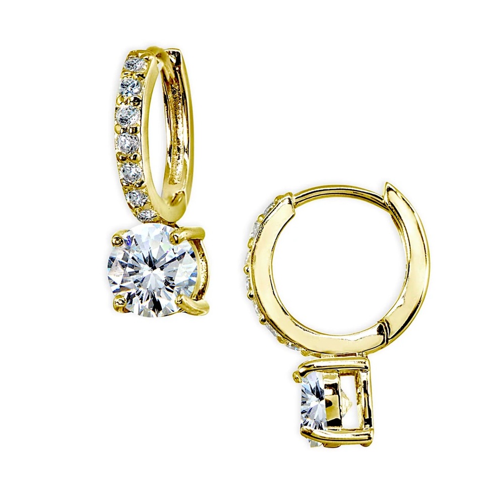 NWT Giani Bernini Huggie Hoop CZ Drop Earrings